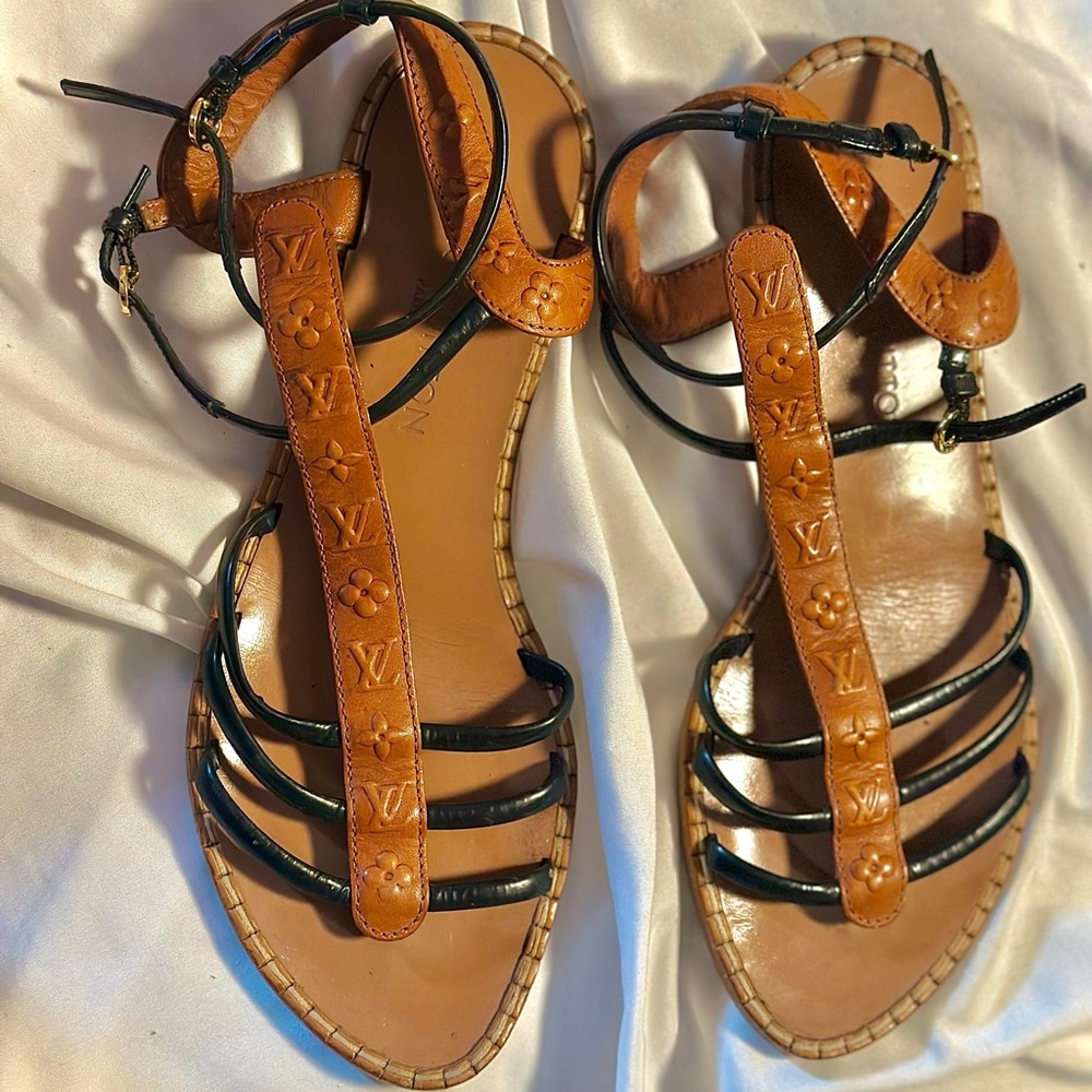 Authentic Louis Vuitton Gladiator Brown Leather Sandals